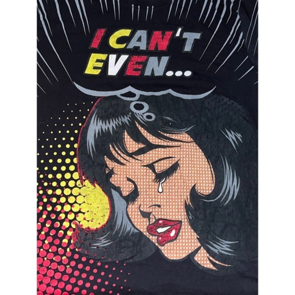 Contender XL T Shirt Black Graphic Novelty I Can't Even Comic Book Tee - Picture 3 of 8